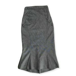 Vintage Le Chateau Charcoal & White Pinstripe Skirt - Size 1/2